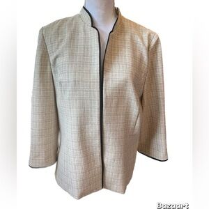 Perceptions New York Women’s Open Front Blazer 3/4 Sleeve Size 16 Tan/black